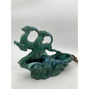 Vintage 1950s Green Gazelle TV Lamp Ceramic Mid-Century Modern